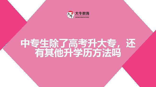 中專生除了高考升大專外，還有其他升學(xué)歷的方法嗎