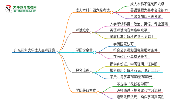 廣東藥科大學(xué)2025年成人本科學(xué)生能參加四六級考試嗎？思維導(dǎo)圖
