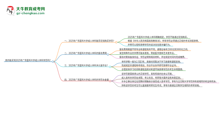 真的能買到2025年廣東醫(yī)科大學(xué)成人本科學(xué)歷嗎？思維導(dǎo)圖