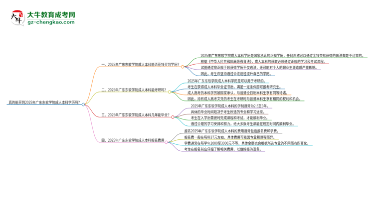 真的能買到2025年廣東東軟學(xué)院成人本科學(xué)歷嗎？思維導(dǎo)圖