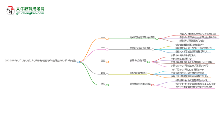 2025年廣東成人高考醫(yī)學(xué)檢驗(yàn)技術(shù)專業(yè)學(xué)歷符合教資報(bào)考條件嗎？思維導(dǎo)圖