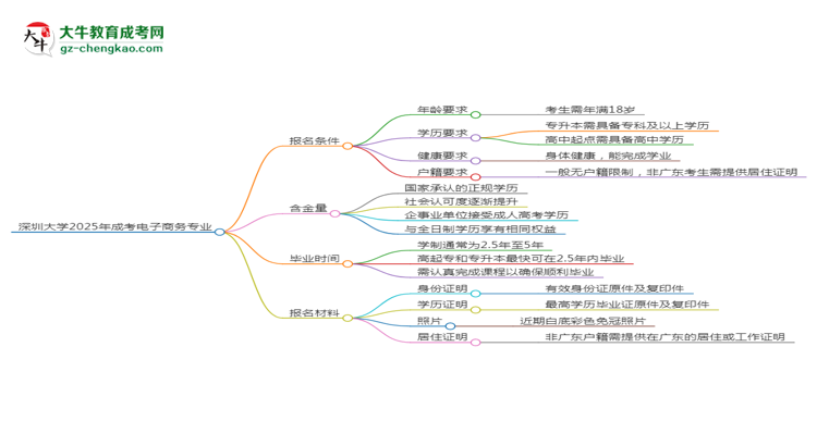 深圳大學(xué)2025年成考電子商務(wù)專(zhuān)業(yè)報(bào)考條件是什么思維導(dǎo)圖