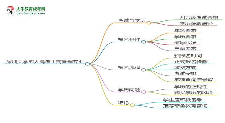 深圳大學(xué)2025年成考工商管理專業(yè)生可不可以考四六級？思維導(dǎo)圖