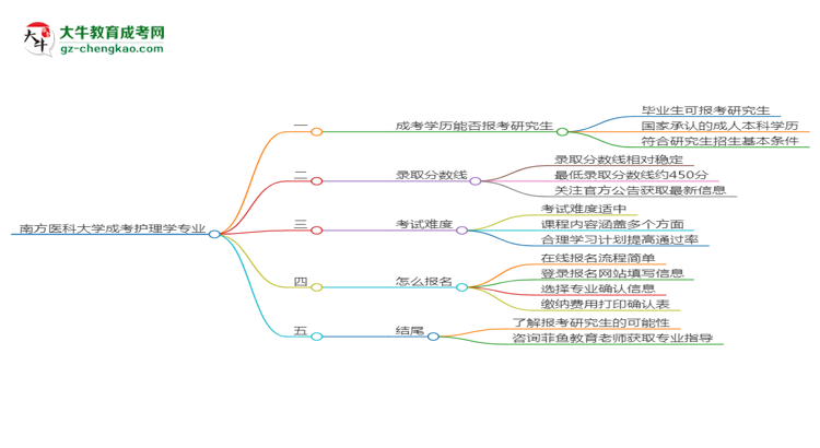 南方醫(yī)科大學2025年成考護理學專業(yè)能考研究生嗎？思維導圖