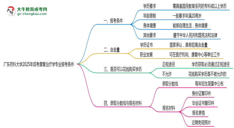 廣東藥科大學(xué)2025年成考康復(fù)治療學(xué)專業(yè)報考條件是什么思維導(dǎo)圖