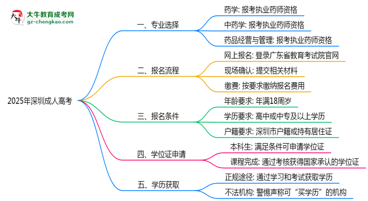 2025年深圳成人高考哪些專業(yè)可考執(zhí)業(yè)藥師資格？思維導(dǎo)圖