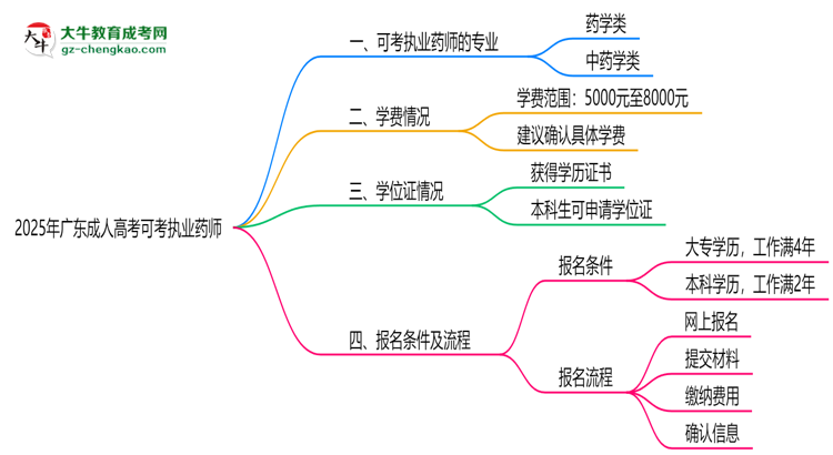 2025年廣東成人高考可考執(zhí)業(yè)藥師的專業(yè)目錄思維導(dǎo)圖