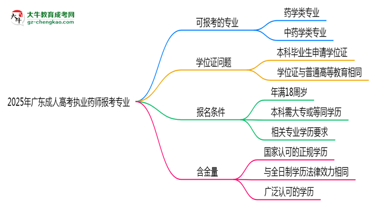 2025年廣東成人高考執(zhí)業(yè)藥師報(bào)考專業(yè)思維導(dǎo)圖