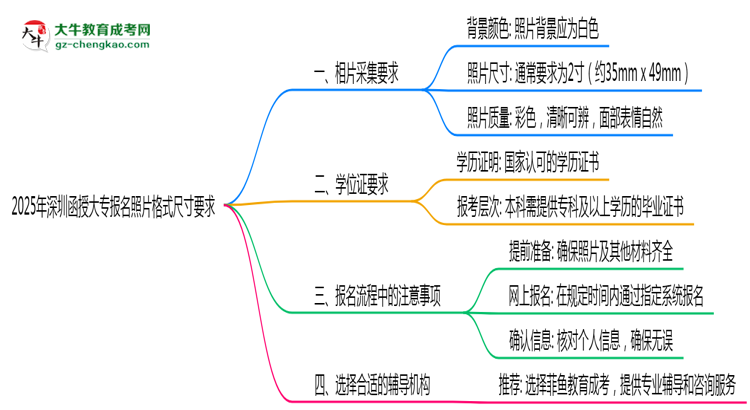 2025年深圳函授大專報名照片格式尺寸要求詳解思維導圖