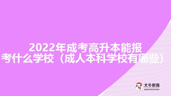 2022年成考高升本能報考什么學(xué)校