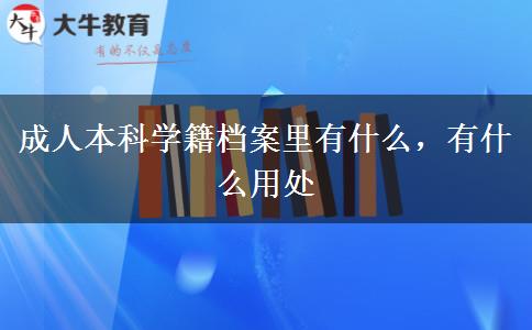 成人本科學籍檔案里有什么，有什么用處