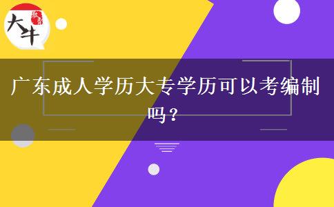 廣東成人學(xué)歷大專學(xué)歷可以考編制嗎？