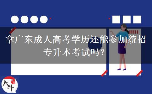 拿廣東成人高考學歷還能參加統招專升本考試嗎？