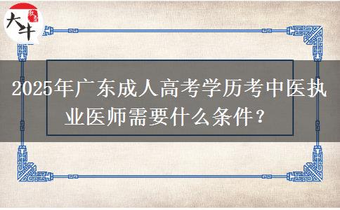2025年廣東成人高考學(xué)歷考中醫(yī)執(zhí)業(yè)醫(yī)師需要什么條件？