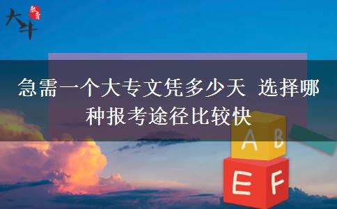 急需一個大專文憑多少天 選擇哪種報考途徑比較快