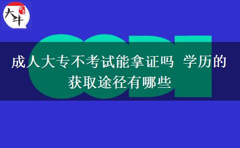 成人大專不考試能拿證嗎 學歷的獲取途徑有哪些
