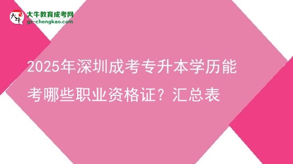 2025年深圳成考專升本學(xué)歷能考哪些職業(yè)資格證？匯總表圖片